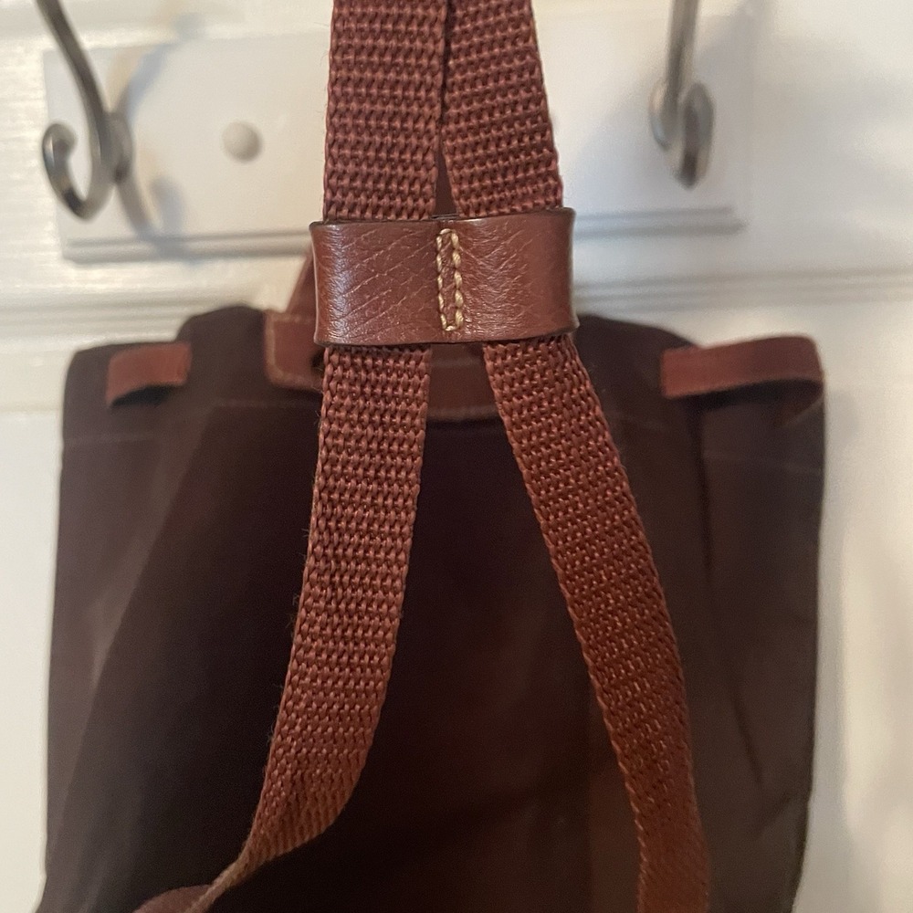 Longchamp Brown Nylon & Leather Backpack Tote - Picture 13 of 16